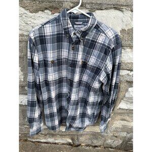 Carhartt Loose Fit Mens Medium Heavyweight Flannel Shirt Long Sleeve Blue Plaid